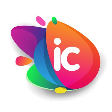 IC logosu rengarenk arka plan, yaratıcı endüstri, web, iş ve şirket için harf kombinasyonu tasarımı.
