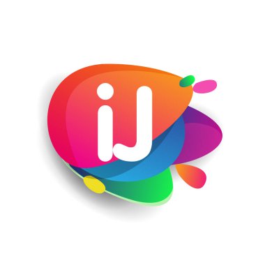 IJ harfi logosu rengarenk arka plan, yaratıcı endüstri, web, iş ve şirket için harf kombinasyonu tasarımı.