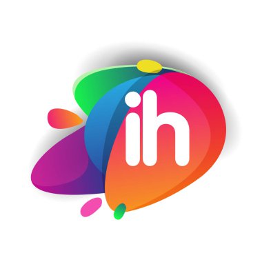 Renkli arkaplanı olan IH logosu, yaratıcı endüstri, web, iş ve şirket için harf kombinasyonu tasarımı.