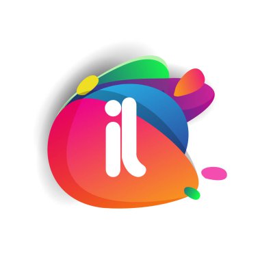 IL harfi logosu rengarenk arka planda, harf kombinasyonu tasarımında yaratıcı endüstri, web, iş ve şirket için.