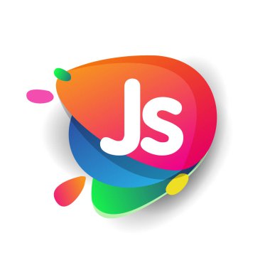 Renkli arka planlı JS logosu, yaratıcı endüstri, web, iş ve şirket için harf kombinasyonu tasarımı.