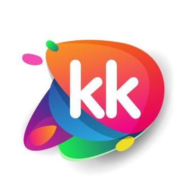 Renkli arka planlı KK logosu, yaratıcı endüstri, web, iş ve şirket için harf kombinasyonlu logo tasarımı.