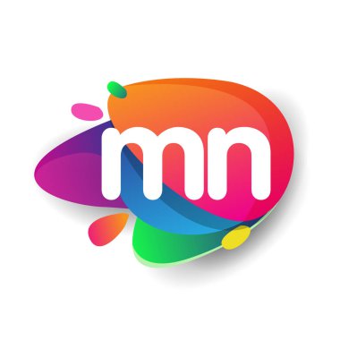 Renkli arka planlı MN logosu, yaratıcı endüstri, web, iş ve şirket için harf birleşimi logosu tasarımı.