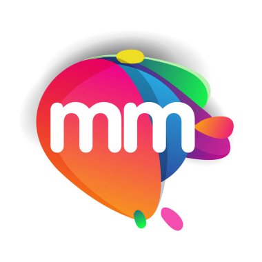 Renkli arka planlı MM logosu, yaratıcı endüstri, web, iş ve şirket için harf kombinasyonu tasarımı.