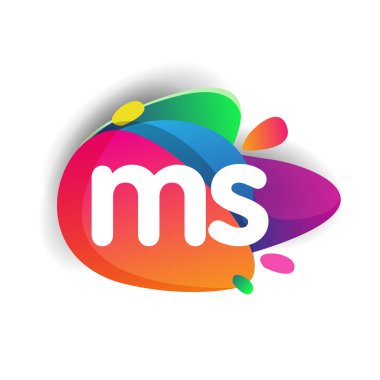 Renkli arka planlı MS logosu, yaratıcı endüstri, web, iş ve şirket için harf kombinasyonu tasarımı.