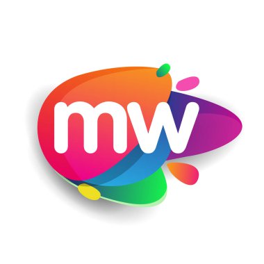 MW harfi logosu rengarenk arka plan, yaratıcı endüstri, web, iş ve şirket için harf kombinasyonu tasarımı.