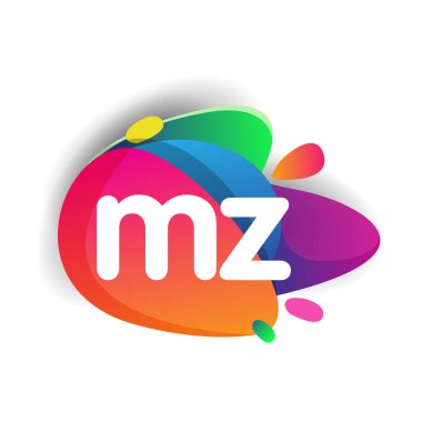 Renkli bir arka planı olan MZ logosu, yaratıcı endüstri, web, iş ve şirket için harf kombinasyonu tasarımı.