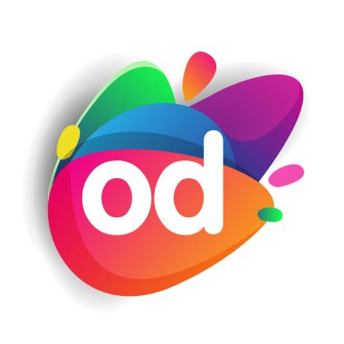 Rengarenk arka planı olan aşırı doz logosu, yaratıcı endüstri, web, iş ve şirket için harf kombinasyonu tasarımı.