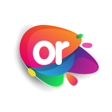 Rengarenk arka planı olan OR logosu, yaratıcı endüstri, web, iş ve şirket için harf kombinasyonu tasarımı.