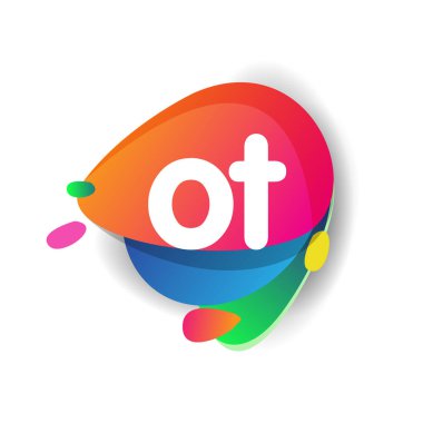 Renkli arkaplanı olan harf OT logosu, yaratıcı endüstri, web, iş ve şirket için harf kombinasyonu tasarımı.
