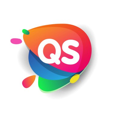 Renkli arkaplanı olan QS logosu, yaratıcı endüstri, web, iş ve şirket için harf kombinasyonu tasarımı.