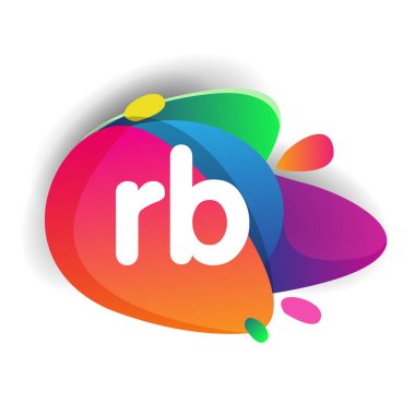 Renkli arkaplanı olan harf RB logosu, yaratıcı endüstri, web, iş ve şirket için harf kombinasyonu tasarımı.