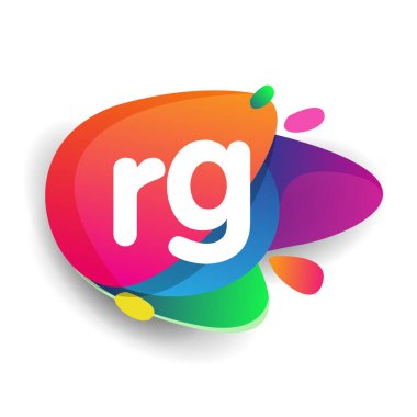 Renkli arkaplanı olan harf RG logosu, yaratıcı endüstri, web, iş ve şirket için harf kombinasyonu tasarımı.