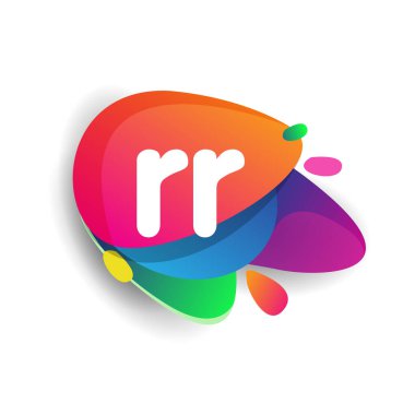 RR harfi logosu rengarenk arka plan, yaratıcı endüstri, web, iş ve şirket için harf kombinasyonu tasarımı.