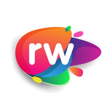 RW harfi logosu rengarenk arka plan, yaratıcı endüstri, web, iş ve şirket için harf kombinasyonu tasarımı.