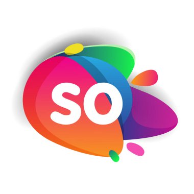 Renkli arkaplanı olan SO logosu, yaratıcı endüstri, web, iş ve şirket için harf kombinasyonu tasarımı.