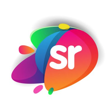 Renkli arkaplanı olan SR logosu, yaratıcı endüstri, web, iş ve şirket için harf kombinasyonu tasarımı.