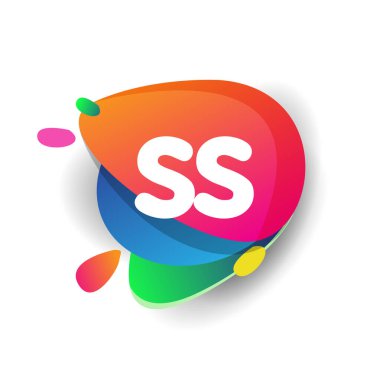 Renkli arka planlı SS logosu, yaratıcı endüstri, web, iş ve şirket için harf kombinasyonu tasarımı.