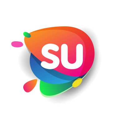 SU logosu rengarenk arka plan, yaratıcı endüstri, web, iş ve şirket için harf kombinasyonu tasarımı.