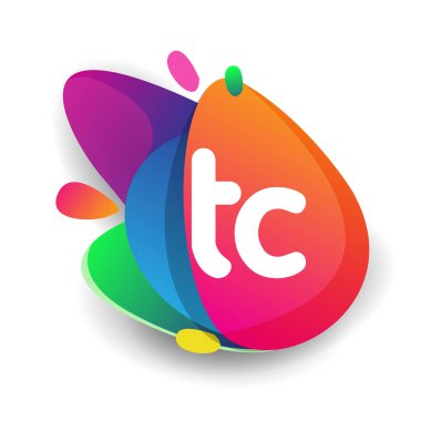 Renkli arka planlı TC logosu, yaratıcı endüstri, web, iş ve şirket için harf kombinasyonu tasarımı.