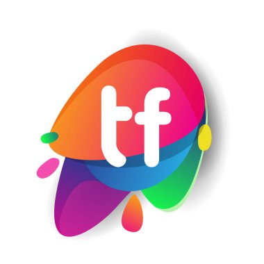 Renkli arka planlı TF logosu, yaratıcı endüstri, web, iş ve şirket için harf kombinasyonu tasarımı.