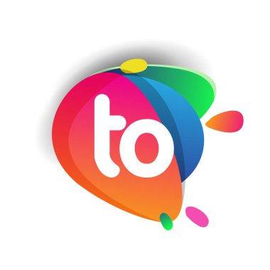 Renkli sıçrama arkaplanı olan logoya mektup, yaratıcı endüstri, web, iş ve şirket için harf kombinasyonu tasarımı.