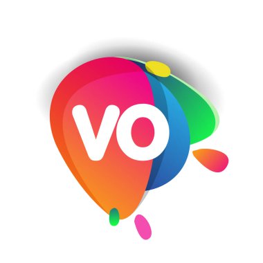 Renkli arka planlı VO logosu, yaratıcı endüstri, web, iş ve şirket için harf kombinasyonu tasarımı.