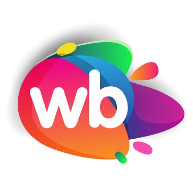 Renkli arka planlı WB logosu, yaratıcı endüstri, web, iş ve şirket için harf kombinasyonu tasarımı.