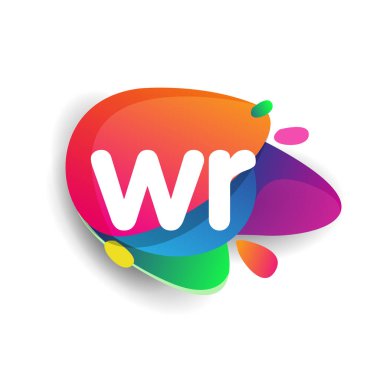 Renkli arkaplanı olan WR logosu, yaratıcı endüstri, web, iş ve şirket için harf kombinasyonu tasarımı.