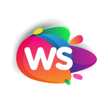 Renkli arka planlı WS logosu, yaratıcı endüstri, web, iş ve şirket için harf kombinasyonu tasarımı.