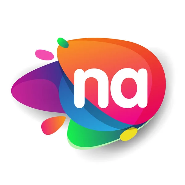 カラフルなスプラッシュ背景を持つ手紙Naのロゴ クリエイティブ産業のための文字の組み合わせのロゴデザイン ウェブ ビジネスや企業 — ストックベクタ