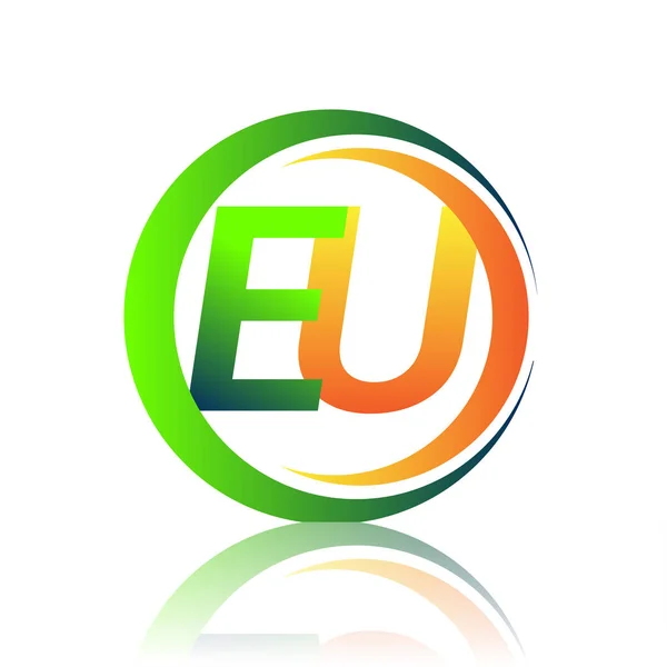 Logotipo Inicial Letra Nombre Empresa Color Verde Naranja Círculo Diseño — Vector de stock