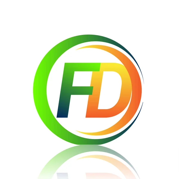 Lettera Iniziale Logo Nome Della Società Colore Verde Arancione Sul — Vettoriale Stock