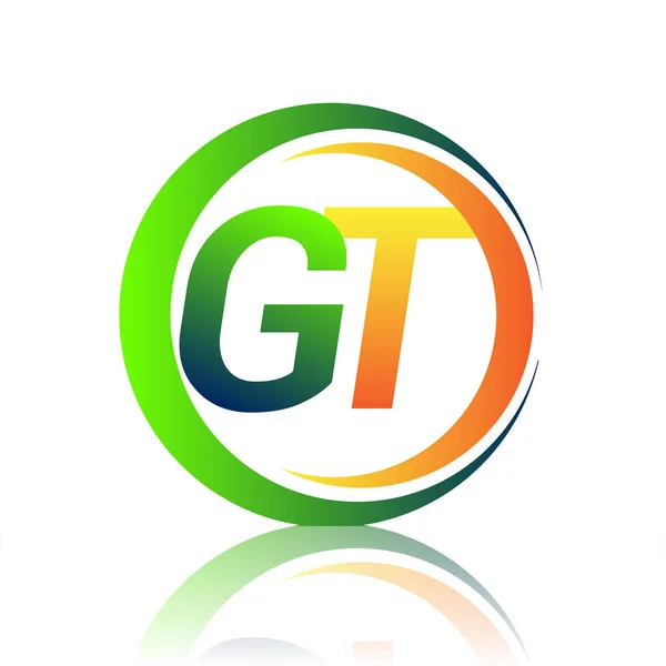 Initial Bokstav Logotyp Företagsnamn Grön Och Orange Färg Cirkel Och — Stock vektor