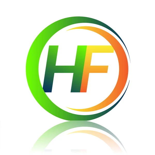 Initial Bokstav Logotyp Företagsnamn Grön Och Orange Färg Cirkel Och — Stock vektor