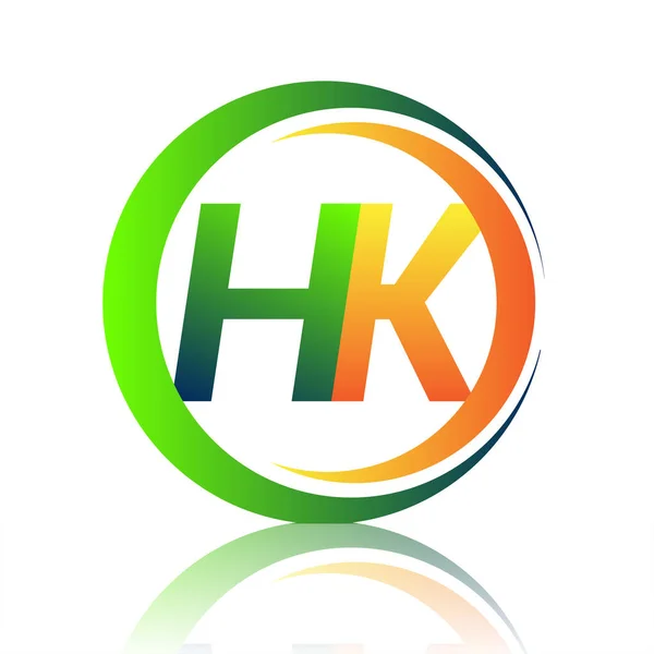 Ursprunglig Bokstav Logotyp Företagsnamn Grön Och Orange Färg Cirkel Och — Stock vektor