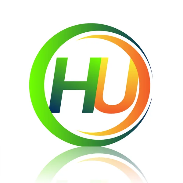 Αρχικό Λογότυπο Της Εταιρείας Όνομα Πράσινο Και Πορτοκαλί Χρώμα Κύκλο — Διανυσματικό Αρχείο