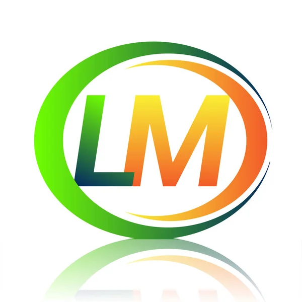 Logotipo Letra Inicial Nome Empresa Cor Verde Laranja Círculo Design — Vetor de Stock