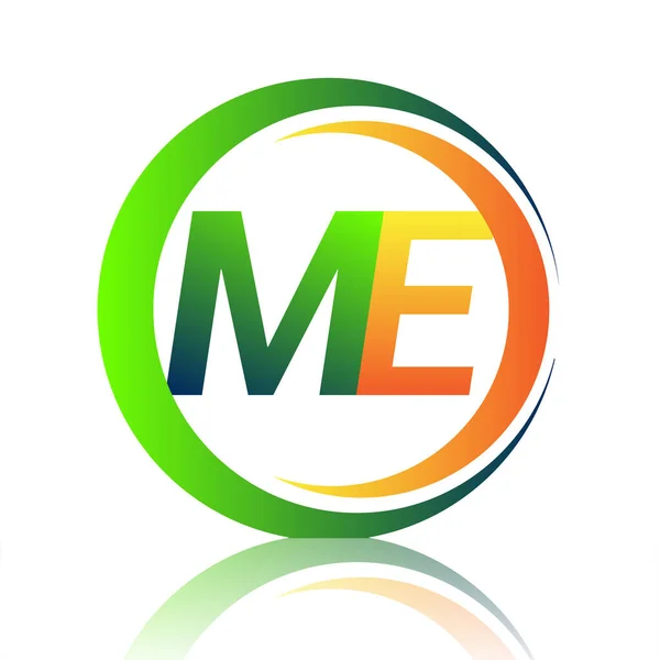 Αρχικό Λογότυπο Επιστολή Όνομα Εταιρείας Πράσινο Και Πορτοκαλί Χρώμα Κύκλο — Διανυσματικό Αρχείο