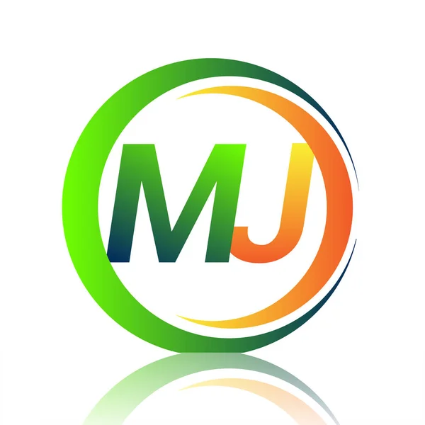 Початковий Логотип Компанії Назва Зеленого Помаранчевого Кольору Колі Дизайн Липучок — стоковий вектор