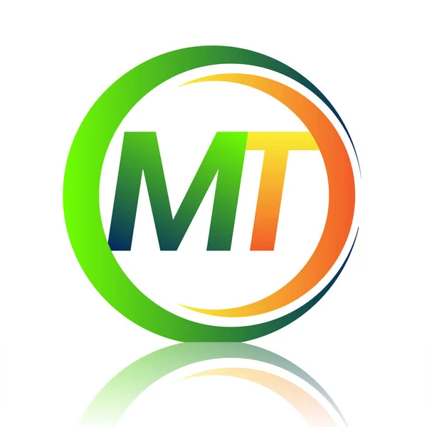 Αρχικό Λογότυπο Γράμμα Όνομα Εταιρείας Πράσινο Και Πορτοκαλί Χρώμα Κύκλο — Διανυσματικό Αρχείο