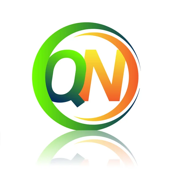 Logotipo Letra Inicial Nome Empresa Verde Cor Laranja Círculo Design —  Vetores de Stock