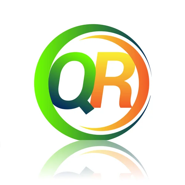 Lettera Iniziale Logo Designo Nome Dell Azienda Colore Verde Arancione — Vettoriale Stock