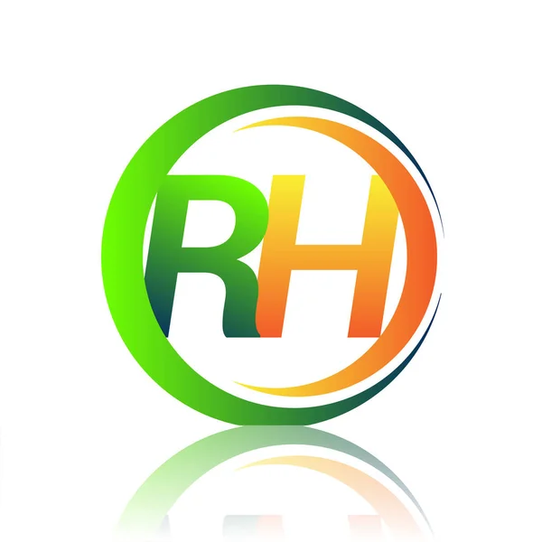 Αρχικό Λογότυπο Γράμμα Όνομα Της Εταιρείας Πράσινο Και Πορτοκαλί Χρώμα — Διανυσματικό Αρχείο
