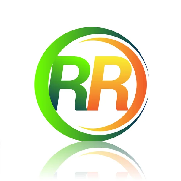 Anfangsbuchstabe Logo Firmenname Grün Und Orange Farbe Auf Kreis Und — Stockvektor