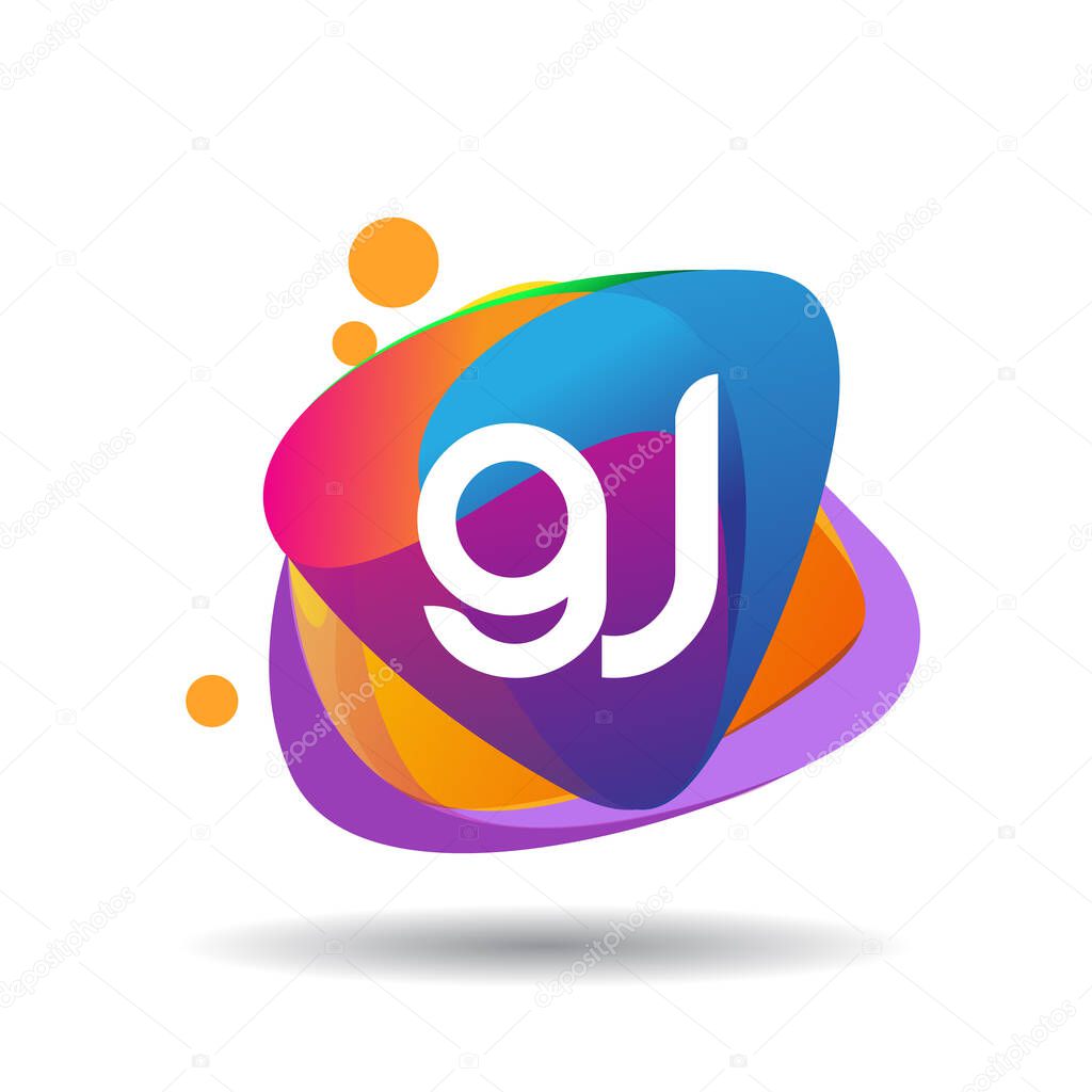 Letter Gj Logo With Colorful Splash Background Letter Combination Logo Design For Creative Industry Web Business And Company Larastock