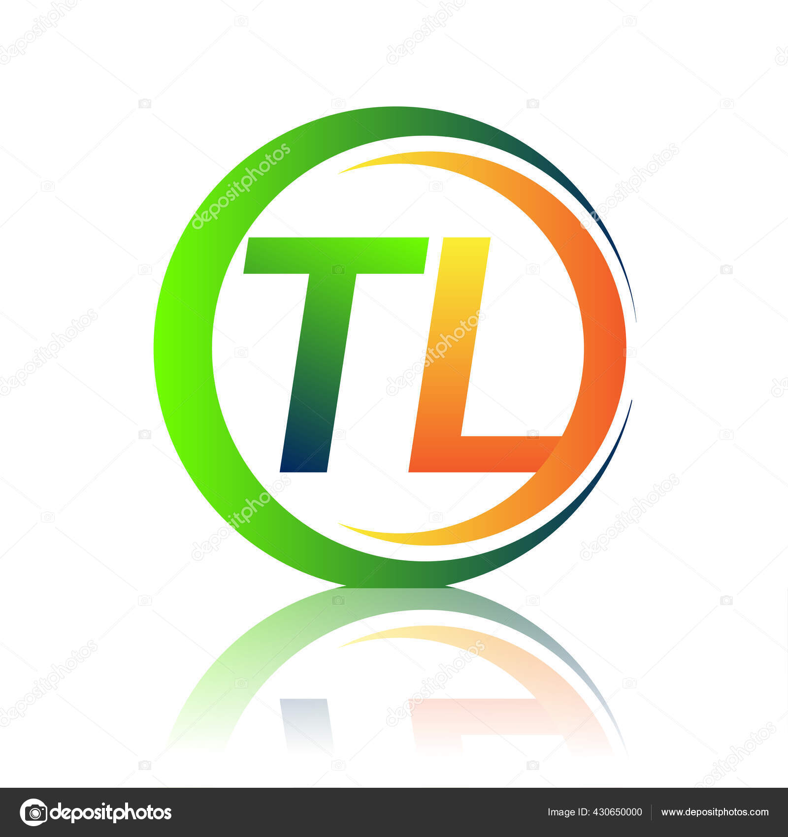 Logotipo Inicial Letra Nombre Empresa Color Verde Naranja Círculo - Main Image