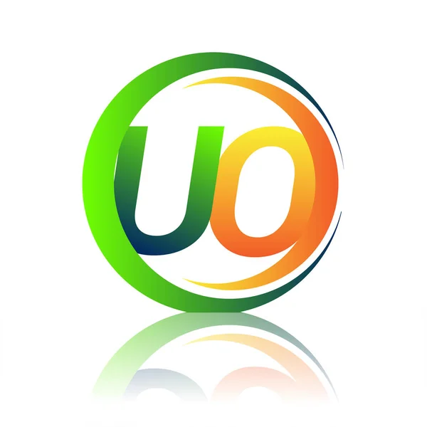 Logotipo Letra Inicial Nome Empresa Cor Verde Laranja Círculo Design —  Vetores de Stock