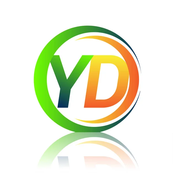 Αρχικό Λογότυπο Γράμμα Όνομα Εταιρείας Πράσινο Και Πορτοκαλί Χρώμα Κύκλο — Διανυσματικό Αρχείο