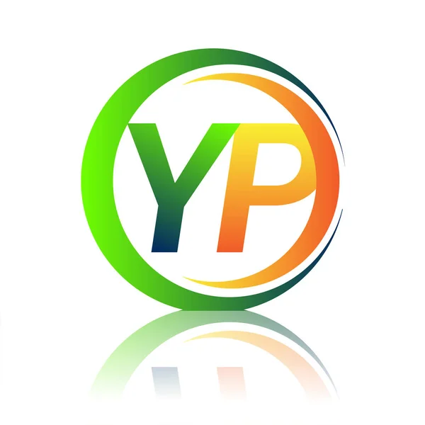 회사의 글자로 휘황찬란 디자인의 녹색과 색이다 비즈니스 정체성을 Vector Logotype — 스톡 벡터